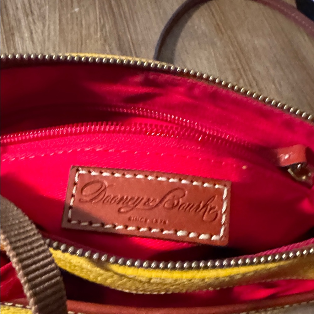 Dooney & Bourke Pebble Grain Dandelion and Brown Leather Crossbody Bag - Picture 9 of 13